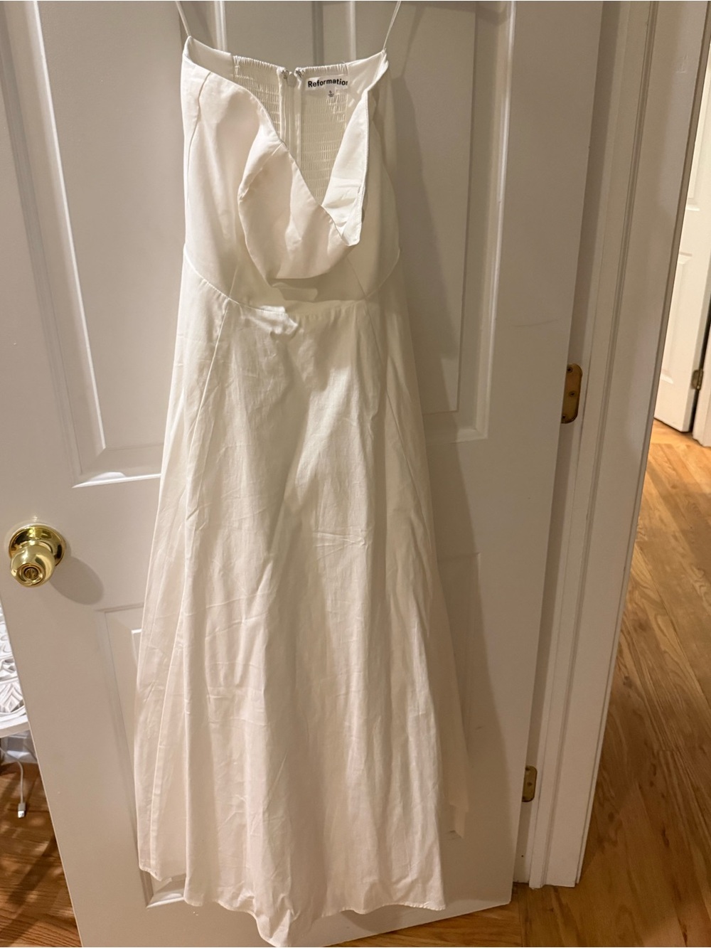 Reformation white maxi dress strapless
